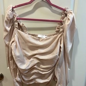ASTR pale pink ruched shirt